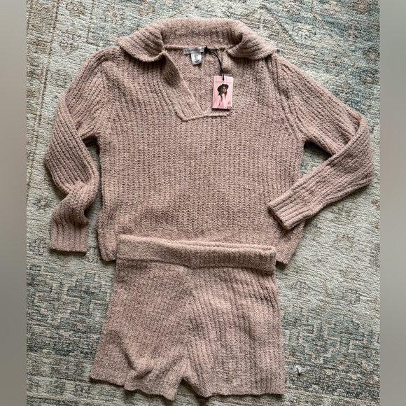 Sincerly Jules Sweaters - Sincerely Jules 2 piece LS sweater & short set NWT ROSE TAN soft & cozy